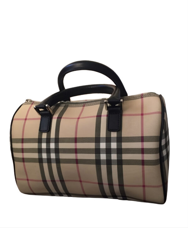 Burberry London Coated Canvas/Leather Trim Bag