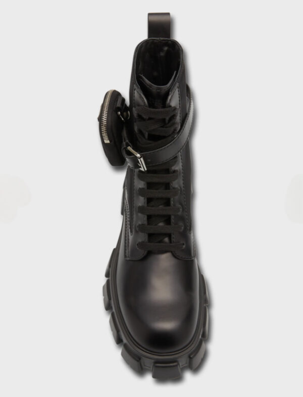 Prada Re-Nylon & Leather Zip Pocket Combat Boots - Image 7