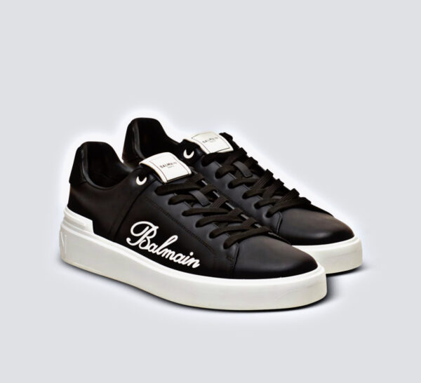 Balmain Paris B-Court Signature Calfskin Sneaker - Image 4