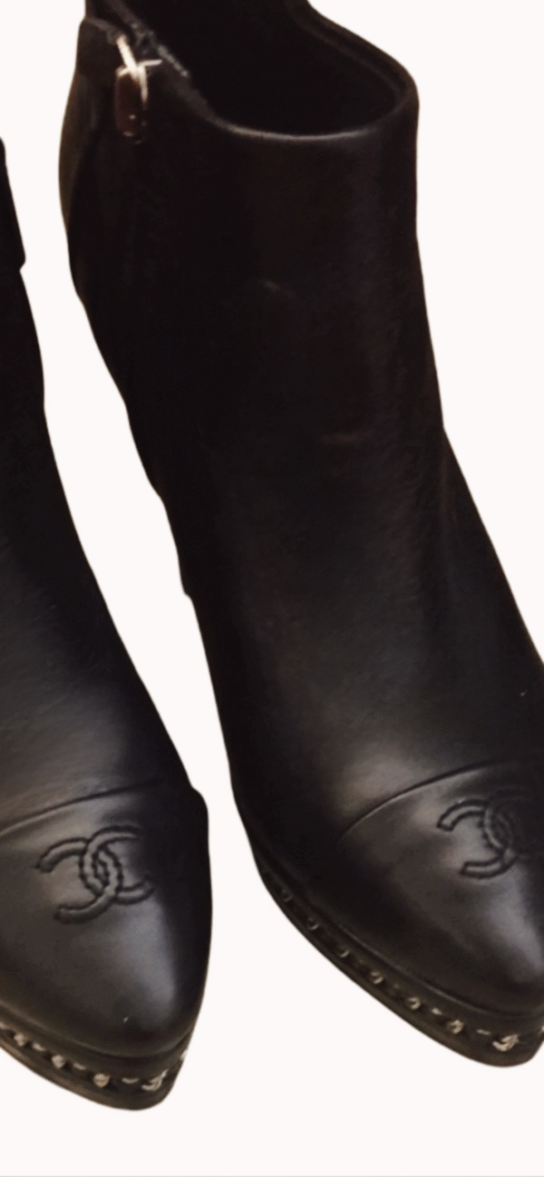 Chanel Logo Chain Booties - Image 3