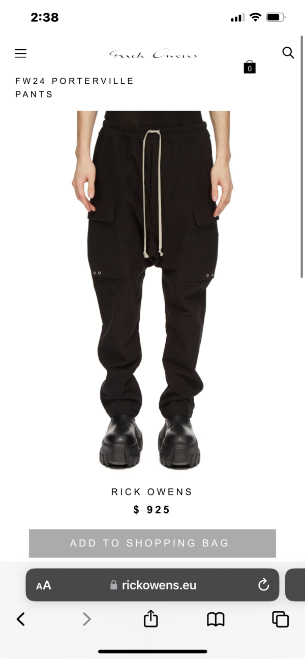 Rick Owens FW24 Porterville Pants