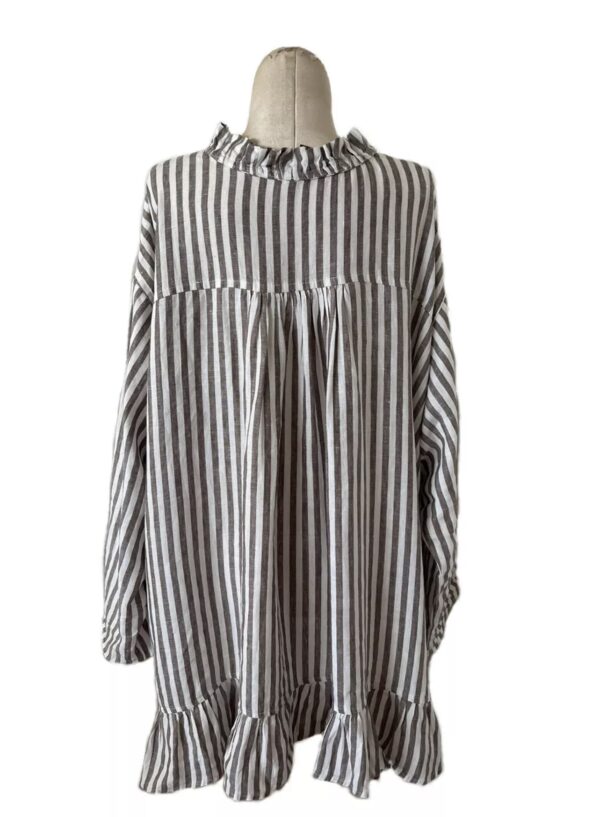 Jewel Toffier Striped Ruffle Oversized Tunic/Blouse OS - Image 3