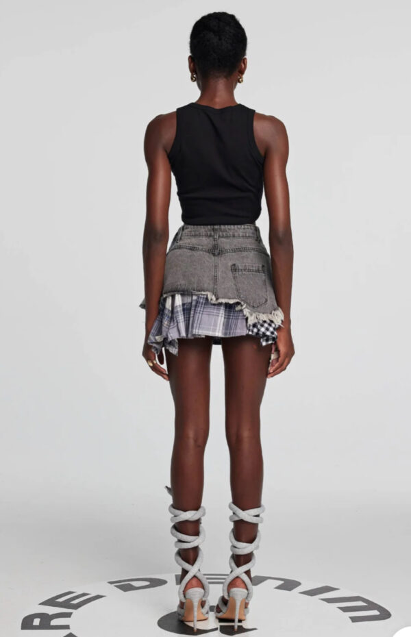 Kenna Grid Deconstruct Patchwork Mini Skirt - Image 4