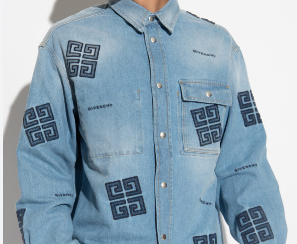 Givenchy designer denim jacket with logo patches