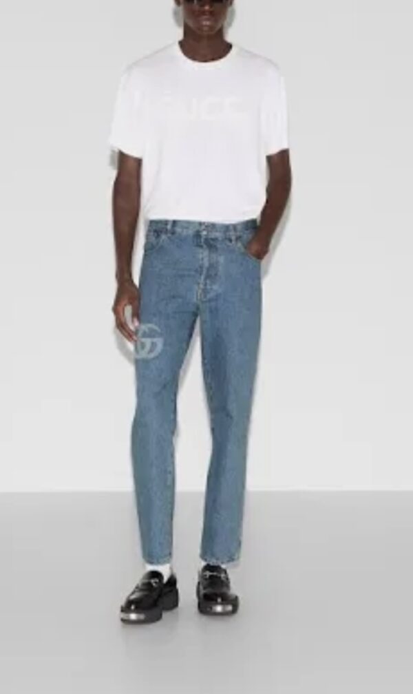 Gucci Double G Lasered Denim Pants - Image 2