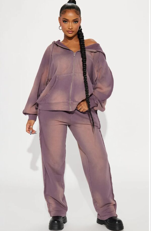 Serenity Oversized Washed Lounge Hoodie - Purple - Image 4