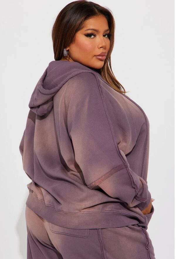 Serenity Oversized Washed Lounge Hoodie - Purple - Image 3