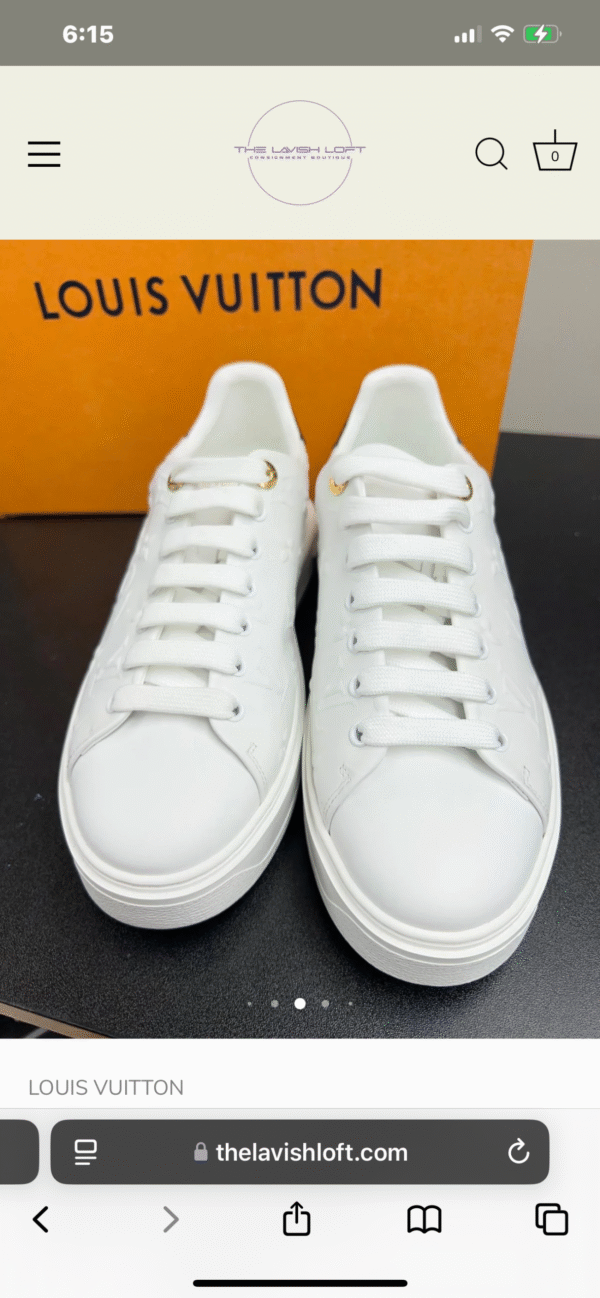 LOUIS VUITTON EMBOSSED MONOGRAM LAMBSKIN LEATHER TIMEOUT SNEAKERS - Image 2