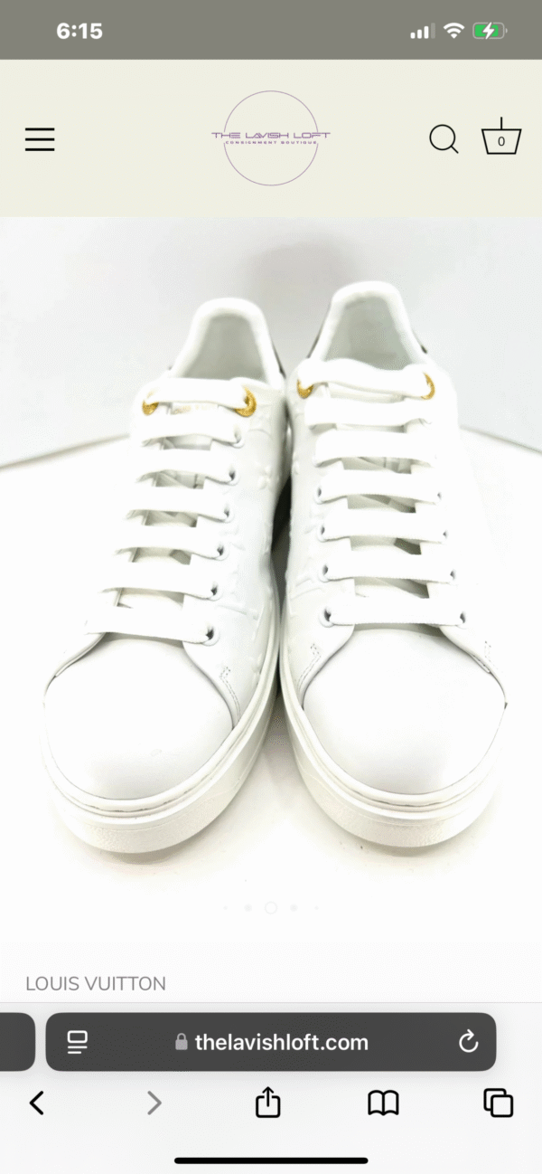 LOUIS VUITTON EMBOSSED MONOGRAM LAMBSKIN LEATHER TIMEOUT SNEAKERS - Image 3