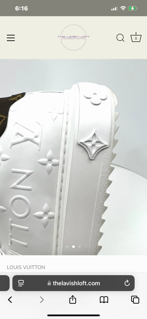 LOUIS VUITTON EMBOSSED MONOGRAM LAMBSKIN LEATHER TIMEOUT SNEAKERS - Image 4
