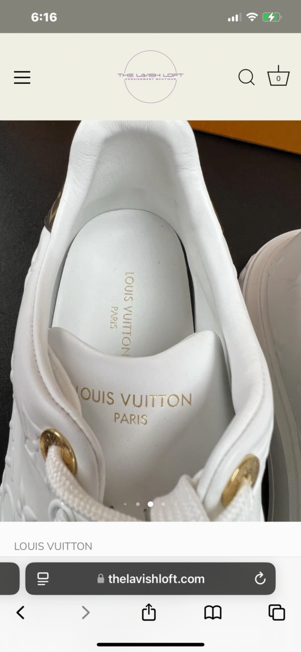 LOUIS VUITTON EMBOSSED MONOGRAM LAMBSKIN LEATHER TIMEOUT SNEAKERS - Image 6