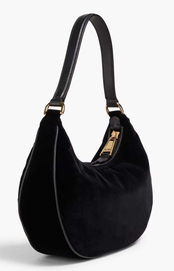 MOSCHINO Leather-trimmed velvet shoulder bag - Image 3