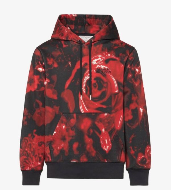 Alexander McQueen Men's Wax Flower Hooded Sweatshirt in Black/red - Image 2