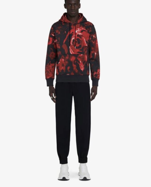 Alexander McQueen Men's Wax Flower Hooded Sweatshirt in Black/red - Image 3