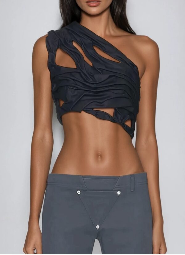Davion One Shoulder Ruch Asymmetric Top